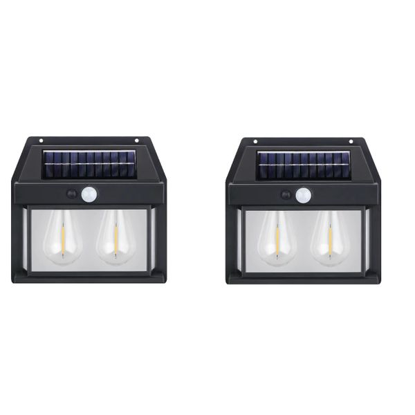 2 Pack-2W outdoor solar induction interactive wall lamp -2 lights