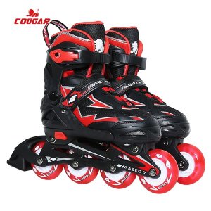 Cougar Adjustable Inline Skates, Black and Red - SMALL
