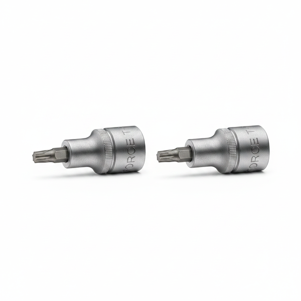 Force T60 1/2 Inch Drive Torx Socket Bit - Chrome Molybdenum Steel - 2 Pack