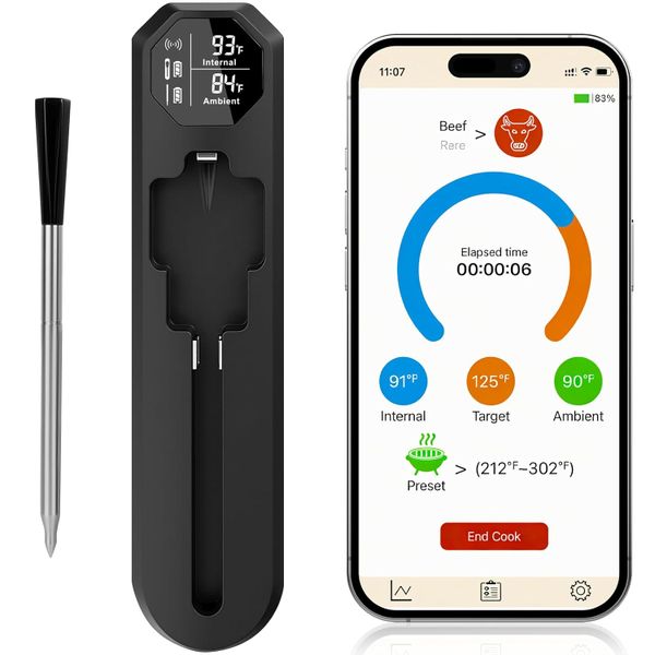 Cooking Thermometer Wireless Bluetooth Meat Thermometer,HD Digital Display