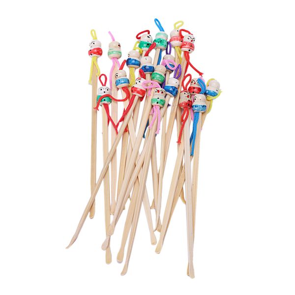 Bamboo Japanese Doll Ear Wax Pick Spoons Earwax Remover 20 pieces