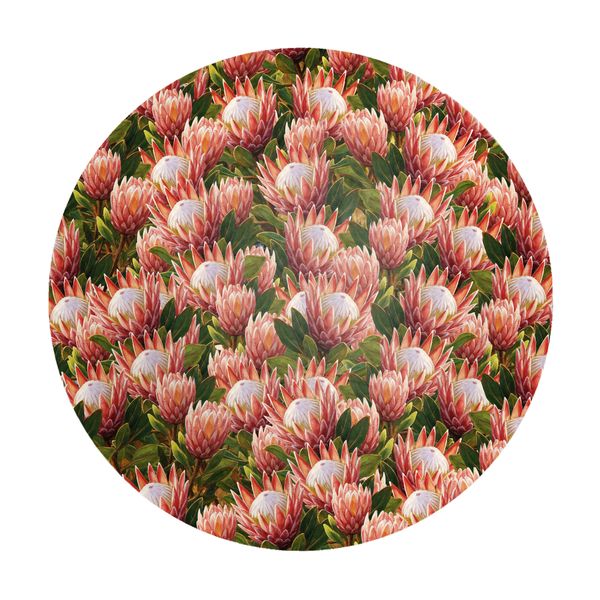 Pink Painted Proteas Round Tablecloth