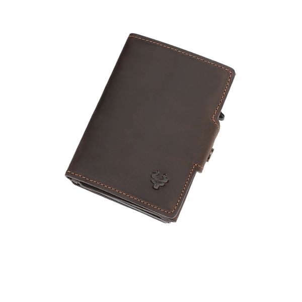 Men's Premium RFID Leather Wallet - Slim Crazy Horse Cowboy Brown Cowhide