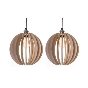 Birch Plywood Pendant Light, Ball 30 Twin pack