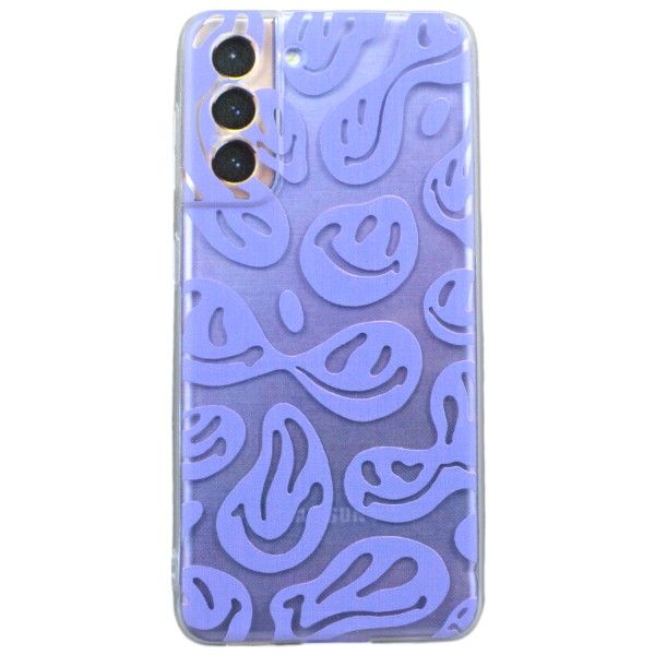 Purple Abstract Smiley Print Phone Case For Samsung S21 - Transparent