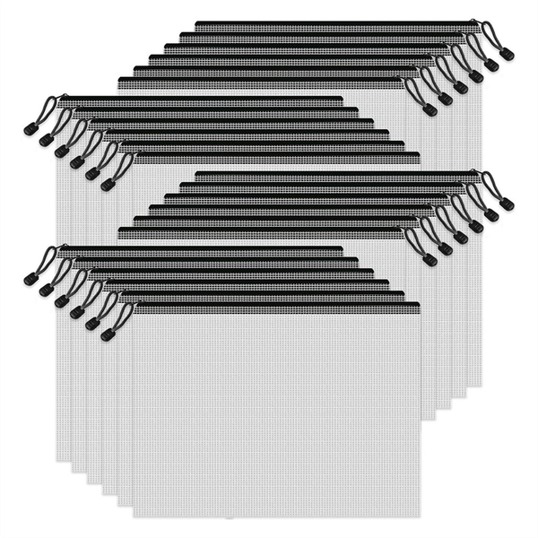 Mesh Zipper Bags,24 Clear Zipper Pockets,A4 Letter Size