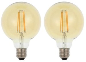 Teempeest E27 LED Filament Bulb G125 6W - Warm White 2 Pack