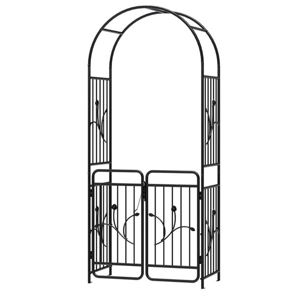 Garden Decor Arch with Gate Metal Wedding &amp; Climbing Plant Outdoor (218cm)
