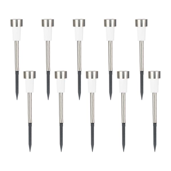 Stainless Steel LED Solar Outdoor Lights Waterproof Lighting Path- 10 Pack