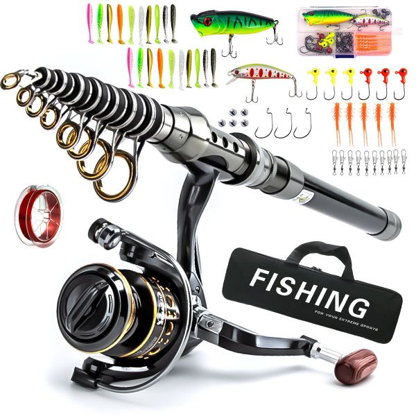 Portable Carbon Fiber Telescopic Fishing Rod Combo - 1.8m-3m