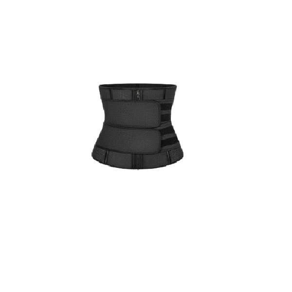 Waist Training Corset Double Strap and Zip Waist Shaper Black Waist Trainer