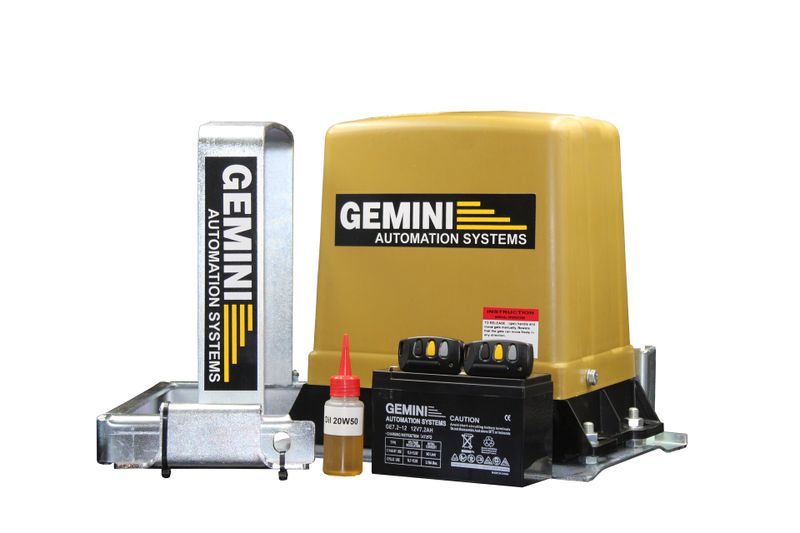 GEMINI Gate Motor 12V 7Ah Slider bracket, battery &amp; 2 remotes