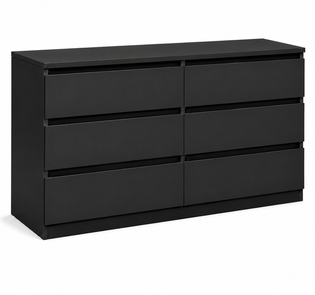 Bedroom Dresser Chest of Drawers Durable 6 Drawer 1200 x400x800mm Black