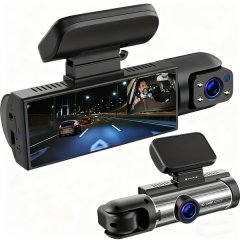 Car Dashcam with HD Night Vision 1080P, 360-Degree Front and Interior Dual-