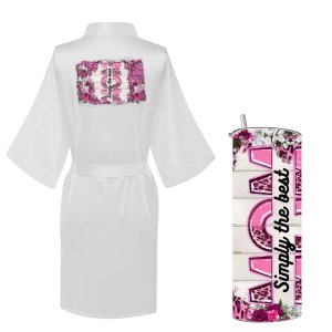 Mom Printed Summer Gown with Tumbler-Simply the best mom