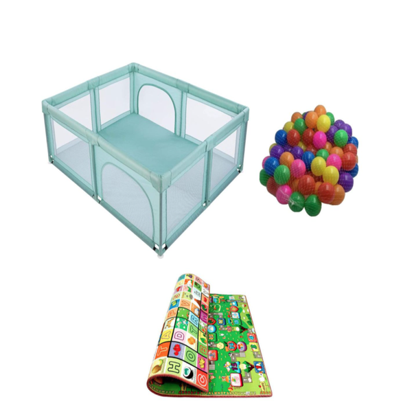 Kids Educational Play Mat with XL Baby Play Pen and Soft Balls