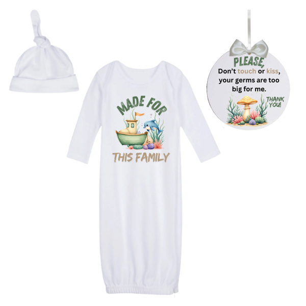 Newborn Going Home Outfit -Sleeping bag &amp; 'No kiss sign'-Coral Reef