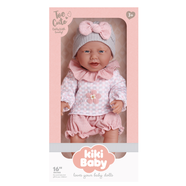 Baby Doll with Pink Clothing and Accessories - Vinyl Body - 40 cm
