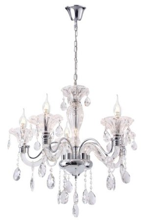 Polished Chrome Chandelier with Crystals