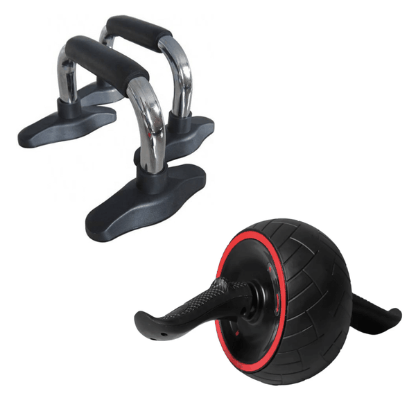 Deluxe Ab Roller Wheel &amp; Push Up Bars Combo