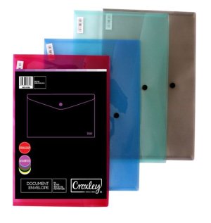 Croxley Foolscap Document Envelope - Assorted Colours - 12 Pack