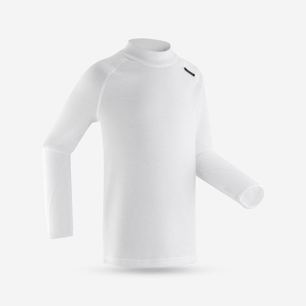 Wedze Kids' Ski Base Layer Top - Bl100 - White &amp; Greige