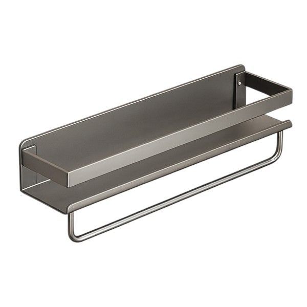 Wall-Mounted Kitchen Spice Rack with Rod - Grey
