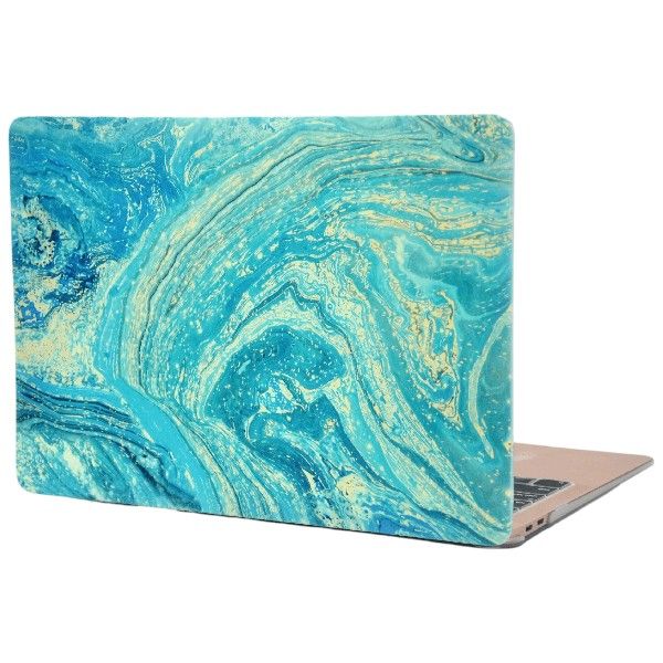 Abstract Swirl Design Protective Case For MacBook Air M2 2022 - Blue/Yellow