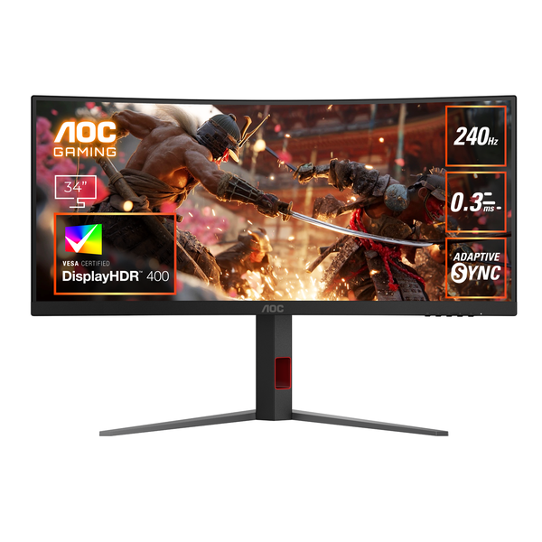 AOC Curved Monitor CU34G4Z 34 WQHD 3440×1440 240Hz Gaming Monitors