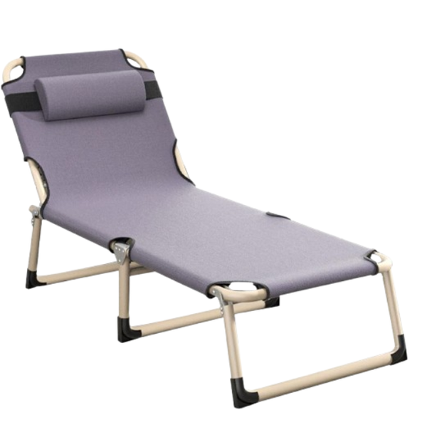 Compact Folding Reclining Outdoor Lounger Bed with Pillow