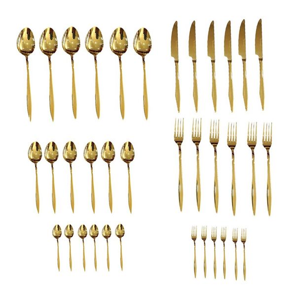 36 Piece Stainless Steel Elegant Turkish Cutlery Set-Gold