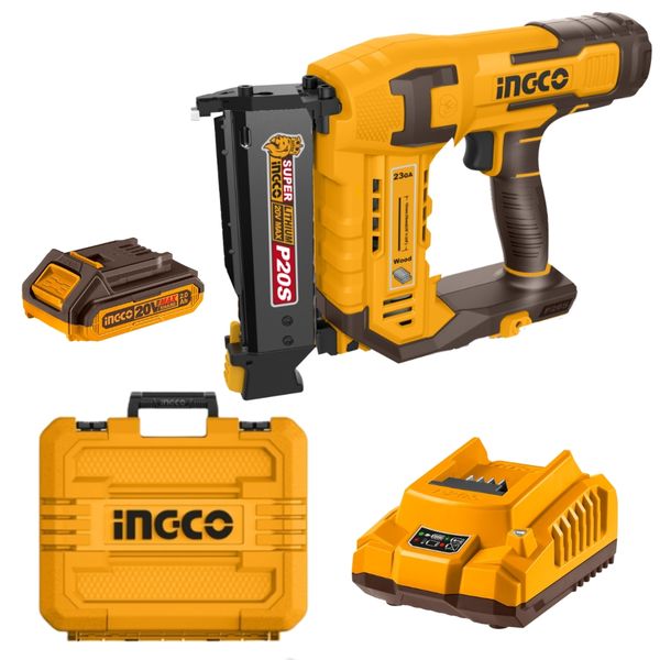 Ingco - Cordless Pin Nailer with 2.0Ah Battery &amp; Charger