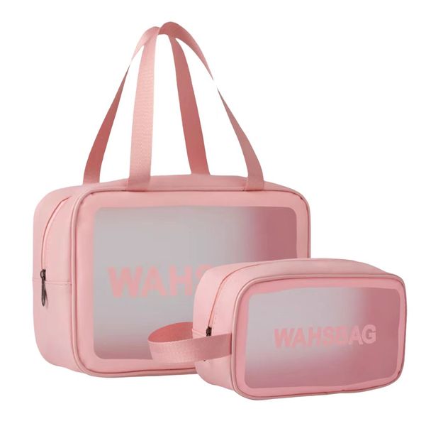 2 Piece Clear Makeup Bag Travel Toiletry Organizer Set Waterproof Cosmetic Bag