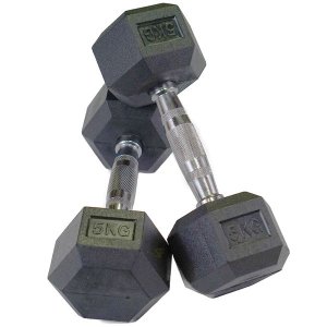 Shen Commercial Rubber Hexagonal Dumbbells 5kg with Chrome Handles