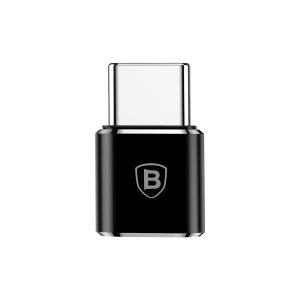 Baseus 2.4A OTG Mini Micro USB Female to Type-C Male Adapter - Black