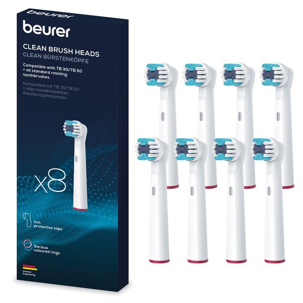 Beurer Toothbrush Heads: TB, Oral B &amp; Rotating Toothbrush Compatible x8