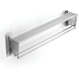 Extendable Stainless Steel Wall Mounted Clothes Drying Rack - Silver