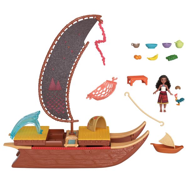 Disney Moana 2 Toys, Moana's Adventure Canoe Playset with Floating Canoe