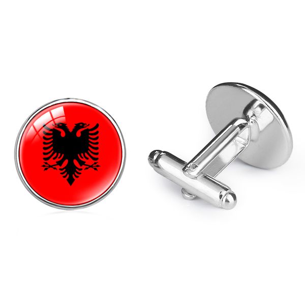 Patriotic Cufflinks - 16mm Flag Style Design on Rhodium-Plated Brass