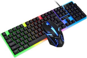 Wired Gaming Keyboard &amp; Mouse Combo Set with Rainbow Backlight-T-Wolf TF230