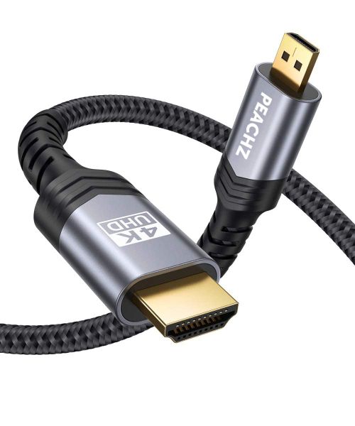 PEACHZ- Micro HDMI to HDMI Cable 4K@60Hz, GoPro Compatible