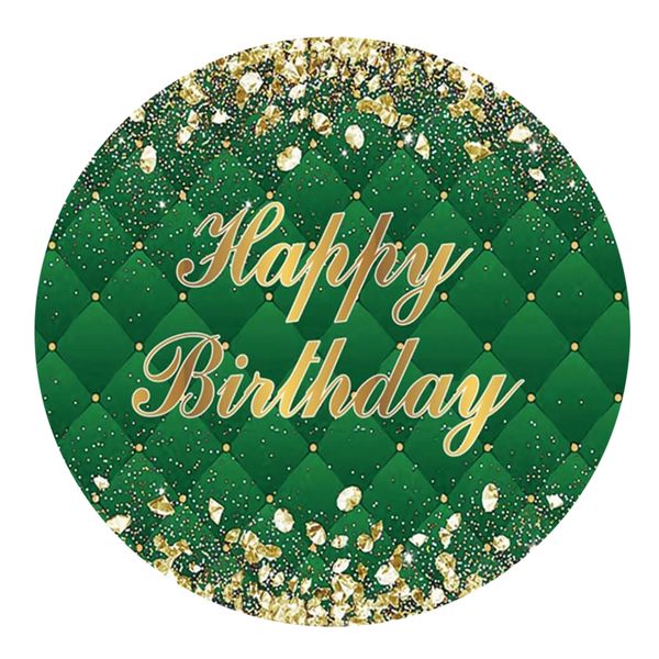 Happy Birthday Green Round Wooden Vinyl Signage 40CM