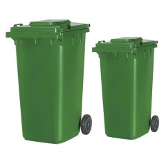 240 &amp; 130 Litre Wheelie Plastic Waste Yard Bin - Green