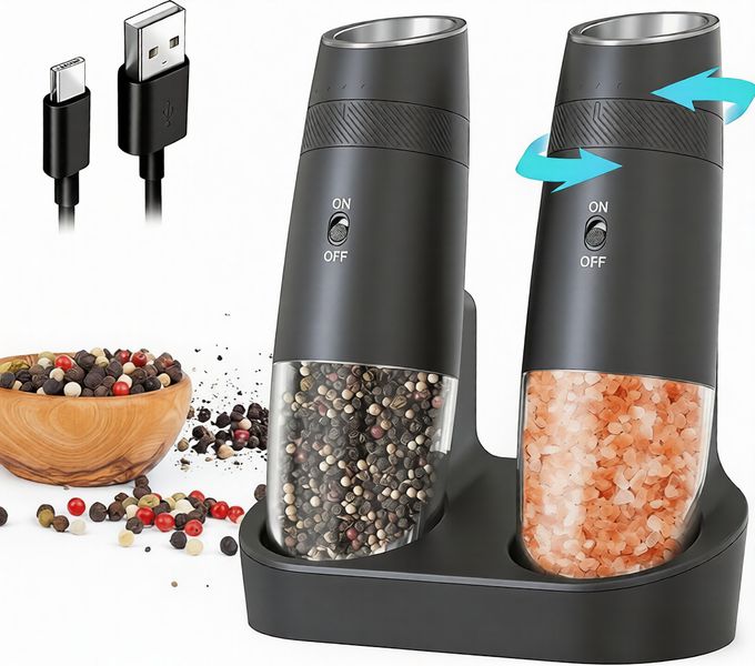 thl Gravity Electric Salt &amp; Pepper Grinder Set - Dual Fast-Charging Base