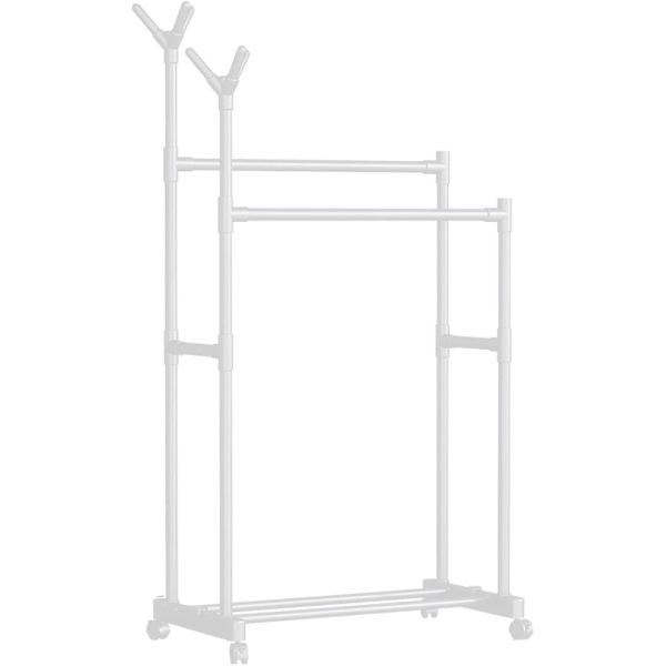 Hanging Clothes Rack with Rolling Wheels,Portable Clothes Organizer - White