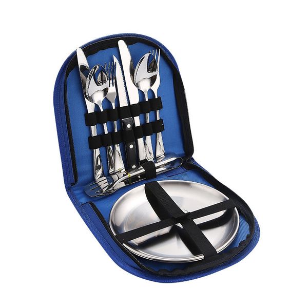 Camping Utensil Kit Cutlery Picnic Set Knife Fork Plate Spoon