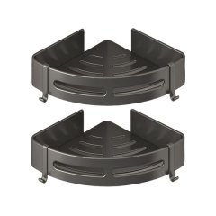 2 Pack Bathroom Corner Shelve Mount-Free Adhesive Triangular Shelves