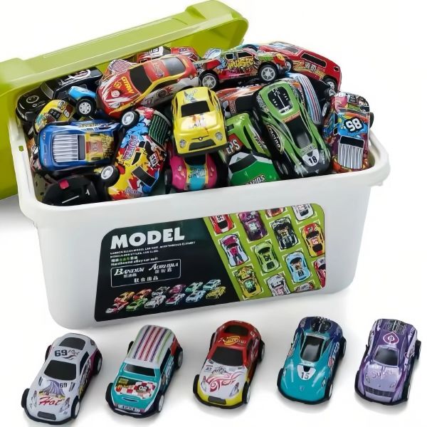 30Pcs Mini Pull-Back Toy Cars with Storage Box, Mini Racing Cars for Kids