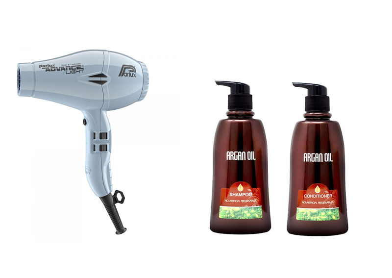Ice-Cool Haircare: Argan Oil Shampoo, Conditioner, &amp; Parlux 2200W Dryer-Ice