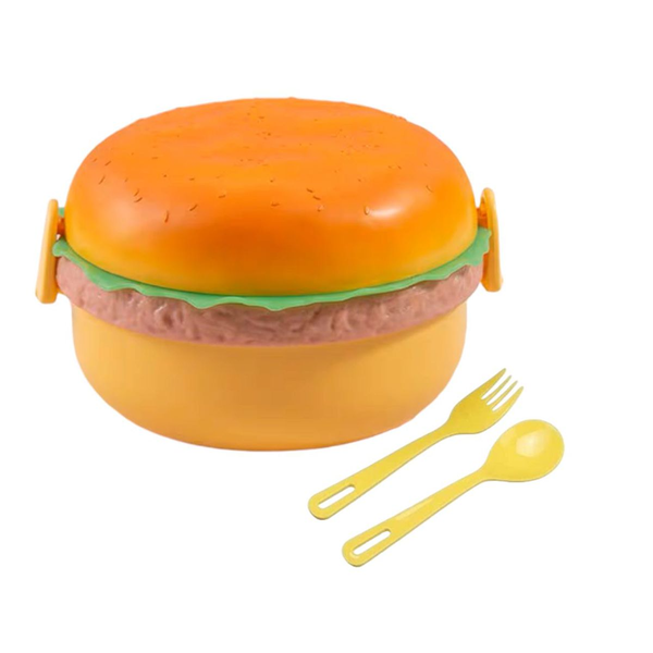 Yas- 3 Tier Fun Creative Burger Shaped Portable Lunch Box with Spoon &amp; Fork